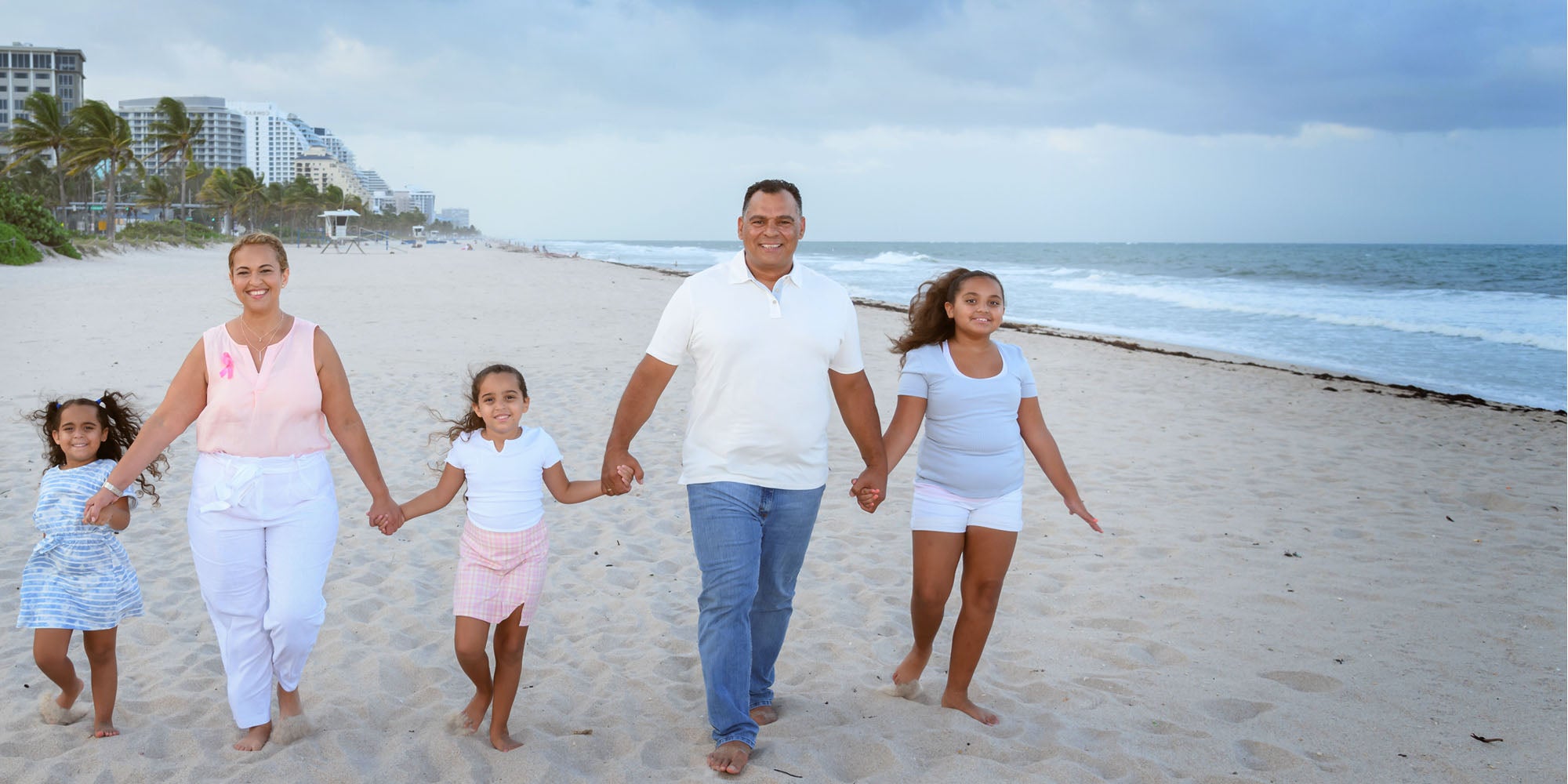 Remarkable family on the beach